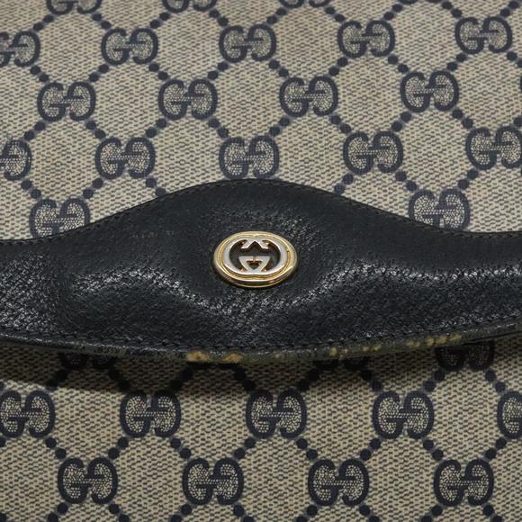 GUCCI GG Supreme Clutch Bag PVC Navy Gold 156 02 075 Auth sw1174 - Picture 12 of 16